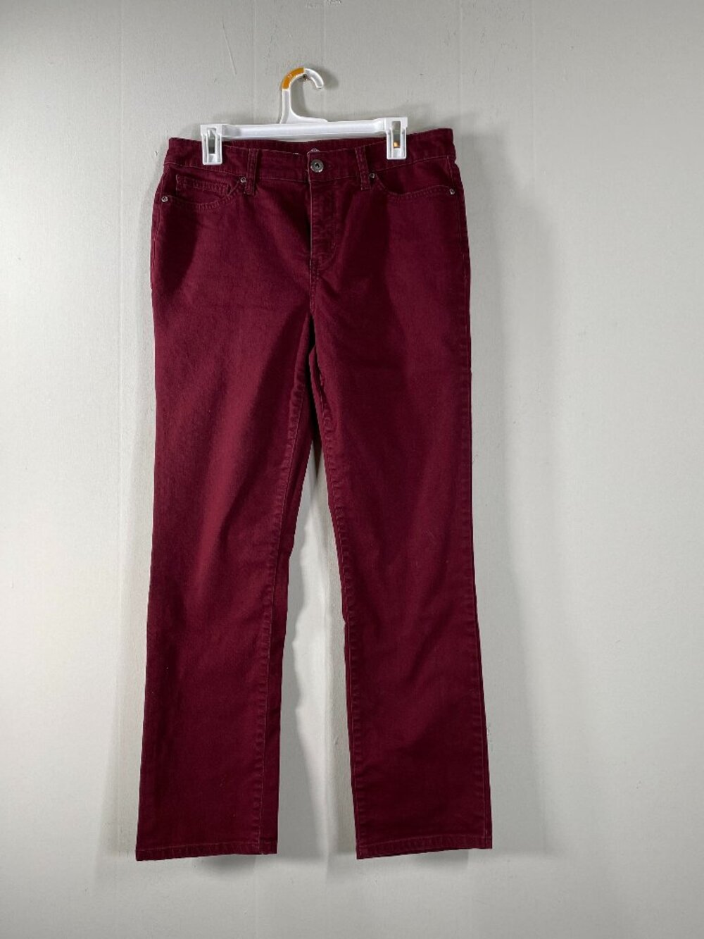St. John's Bay Straight Leg Denim Jeans Women's 10 Mid Rise Maroon Casual Pants